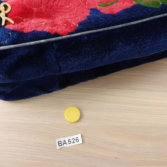1970s VINTAGE Roberta Di Camerino Bag Flower Navy Devore Gold Belt Bagonghi RARE